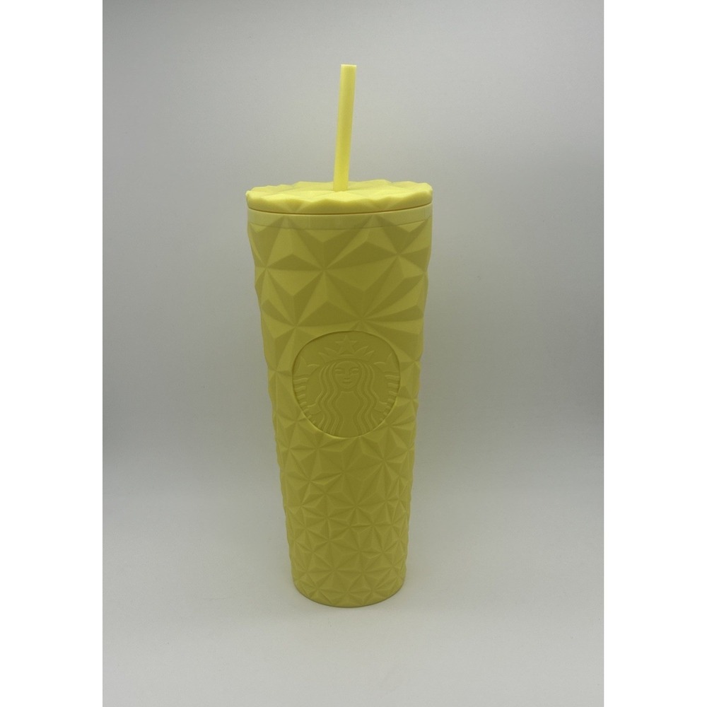 Summer 2025 Starbucks Yellow Geometric Tumbler 24oz Cold Cup Limited Edition